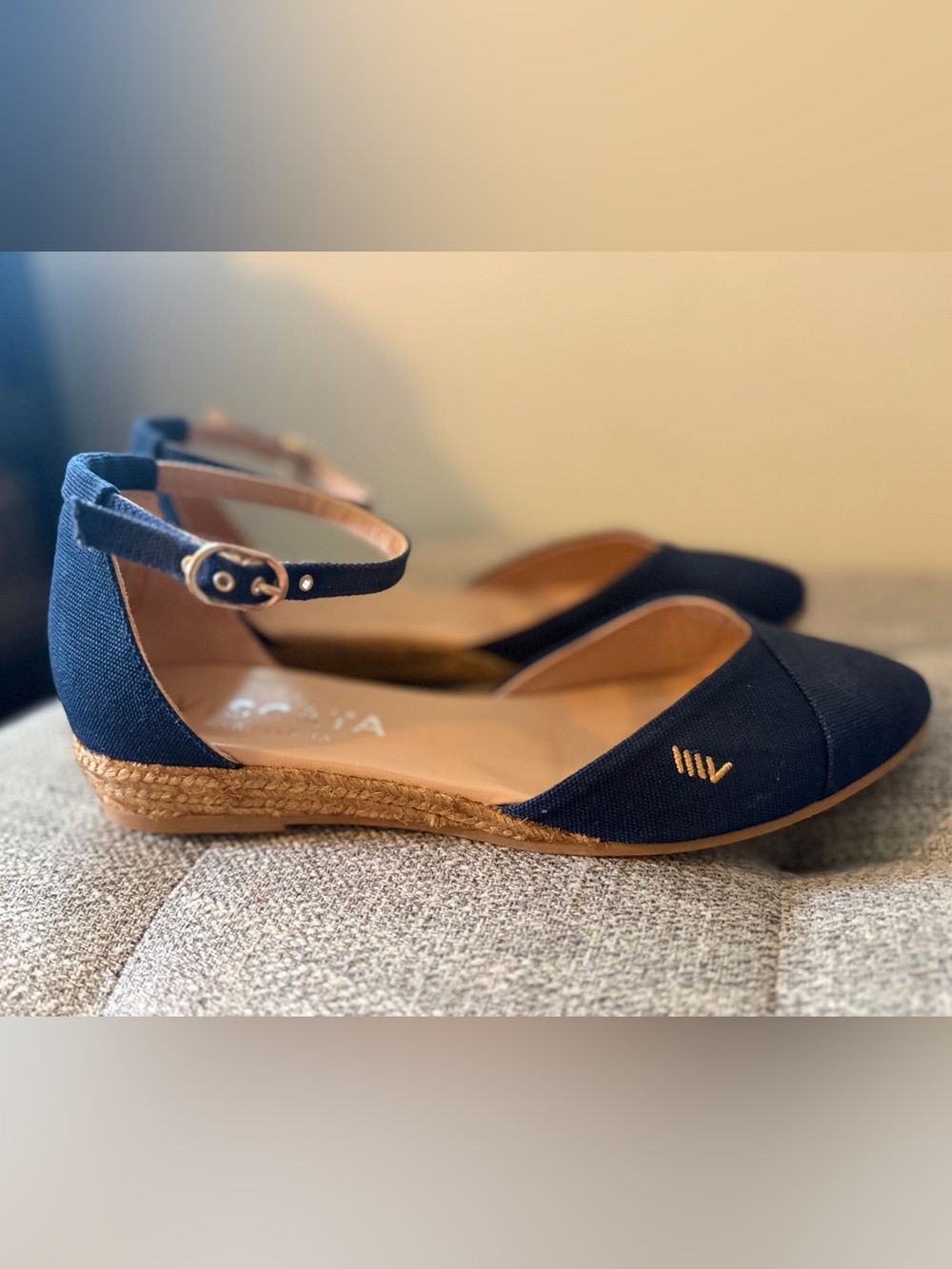 VISCATA Montroig Canvas Espadrille Flats – Navy Blue – Size 40 / US 9